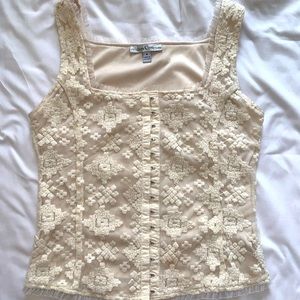 Cream corset top bustier vintage square neck